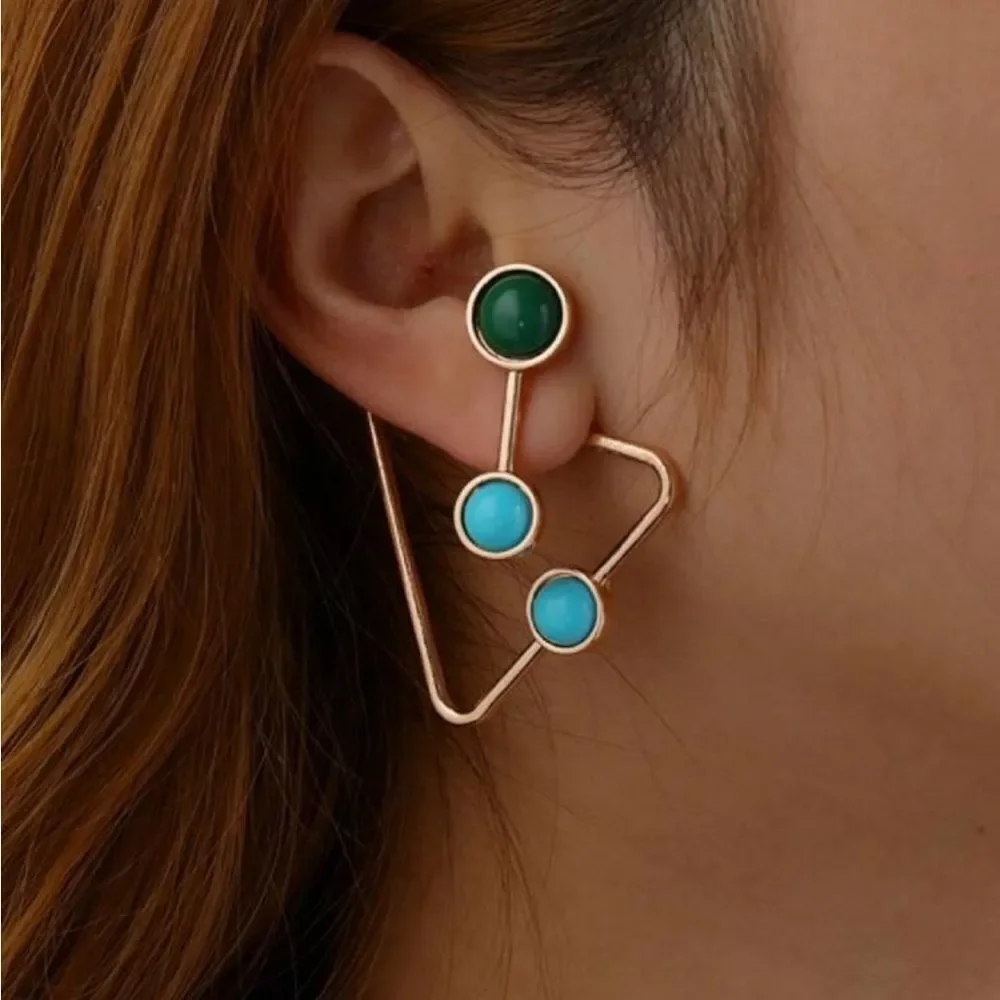 Geometric Green and Blue Earrings N976